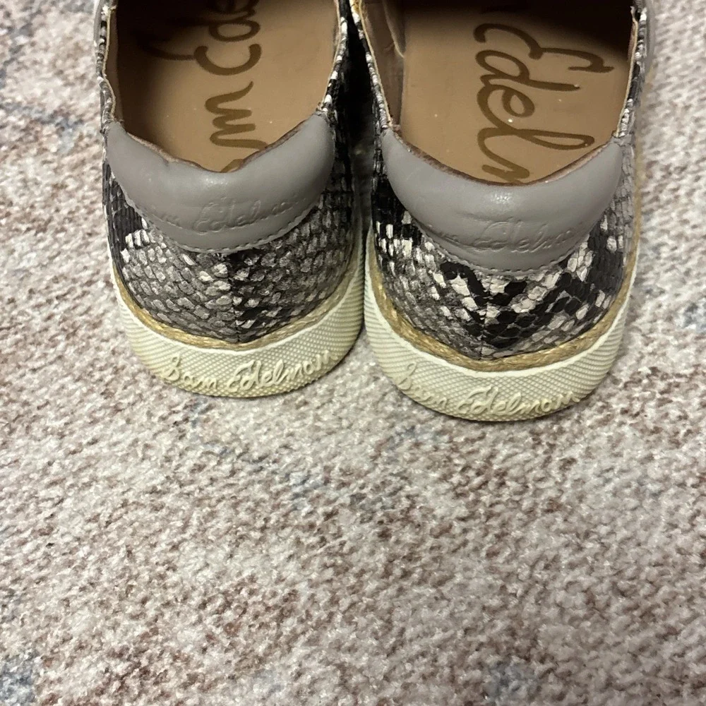 Sam Edelman Womens White Leather Slip On Platform Sneakers Size 7.5
